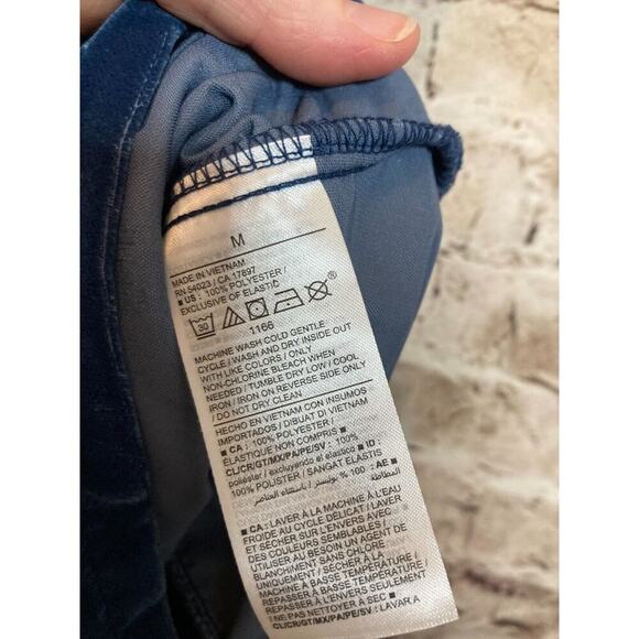 Old Navy Maxi Dress Womens Medium Teal Blue Velvet Side Slit Smocked‎ Stretch - Picture 15 of 15